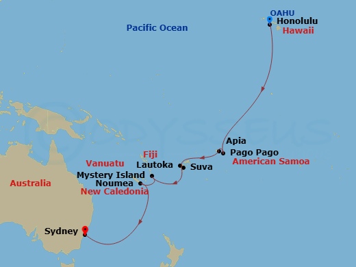 Celebrity Edge 17 Nights Honolulu to Sydney Repositioning Cruise Map Sample Repositioning Cruises Itinerary on Celebrity Edge