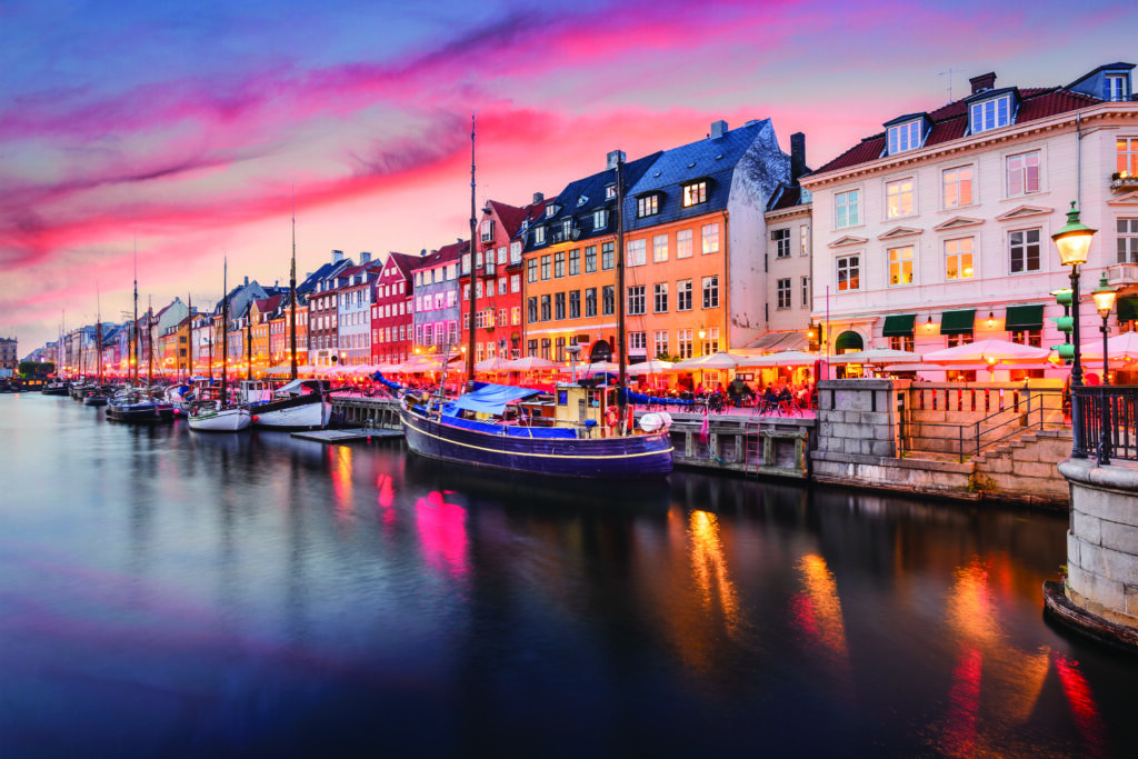 Copenhagen, Denmark at Nyhavn Canal Copenhagen at sunset