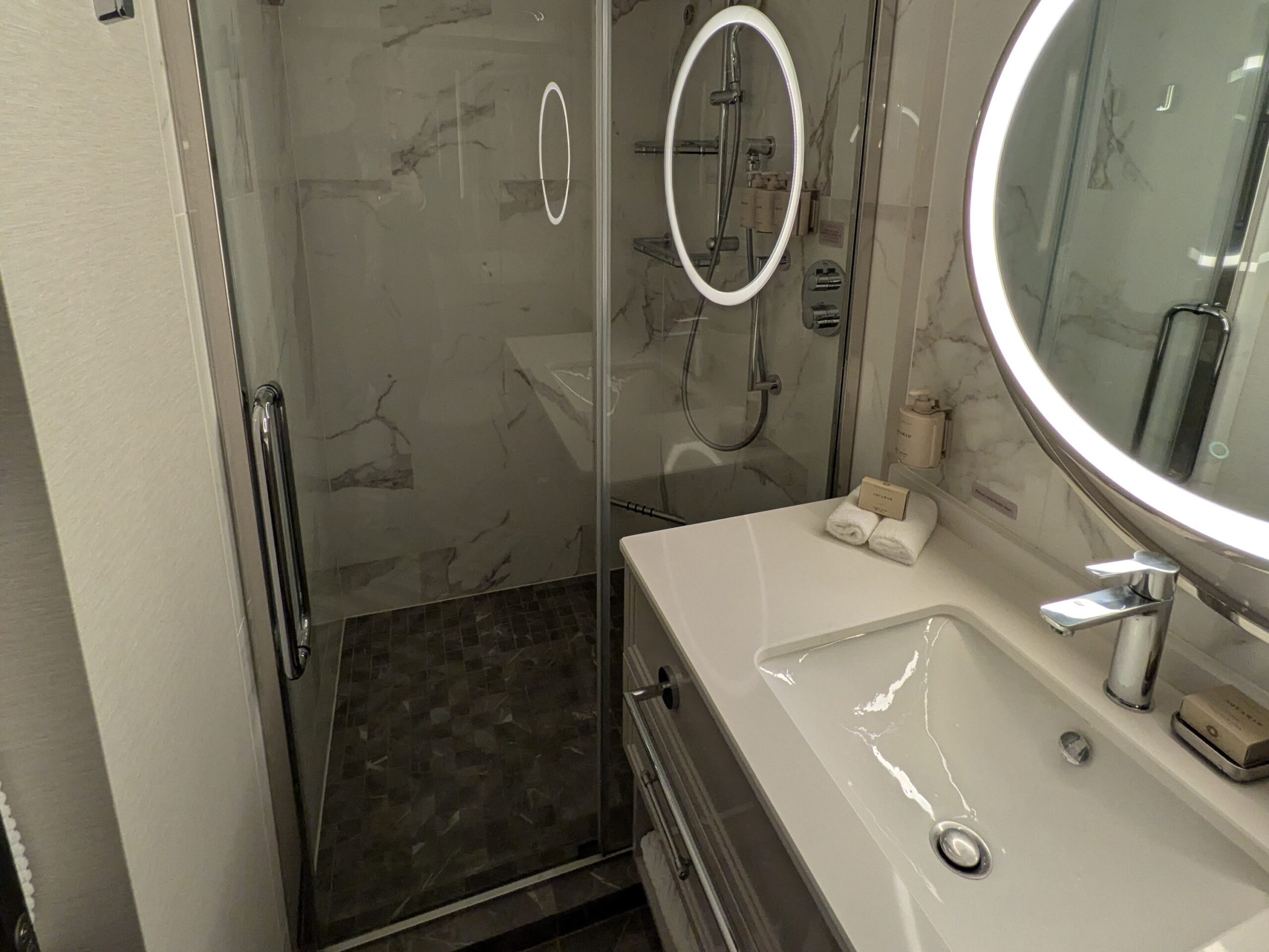 Cabin bathroom, Oceania Vista, April 2026